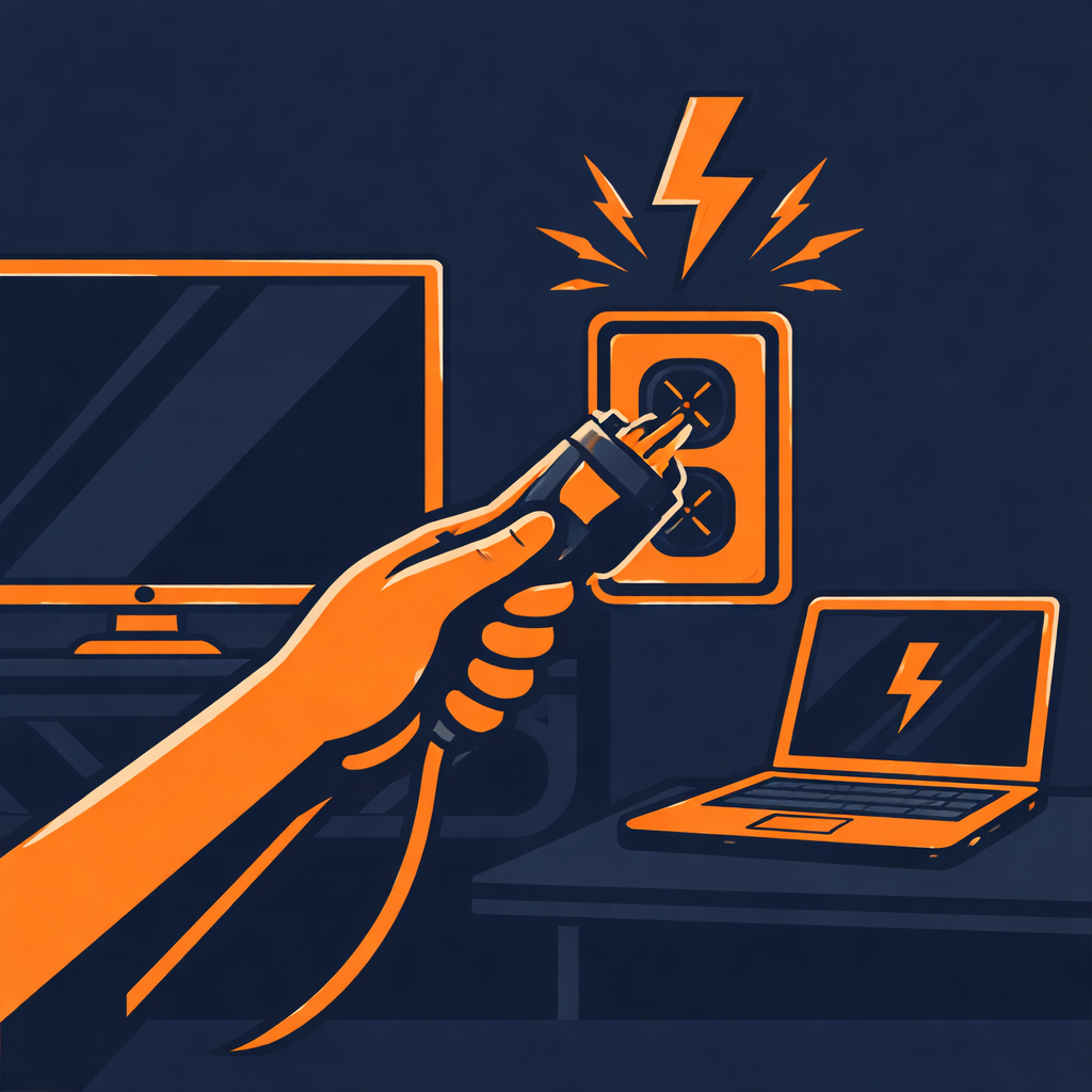 Déconnexion électrique avec éclat de foudre Débranchez les appareils sensibles