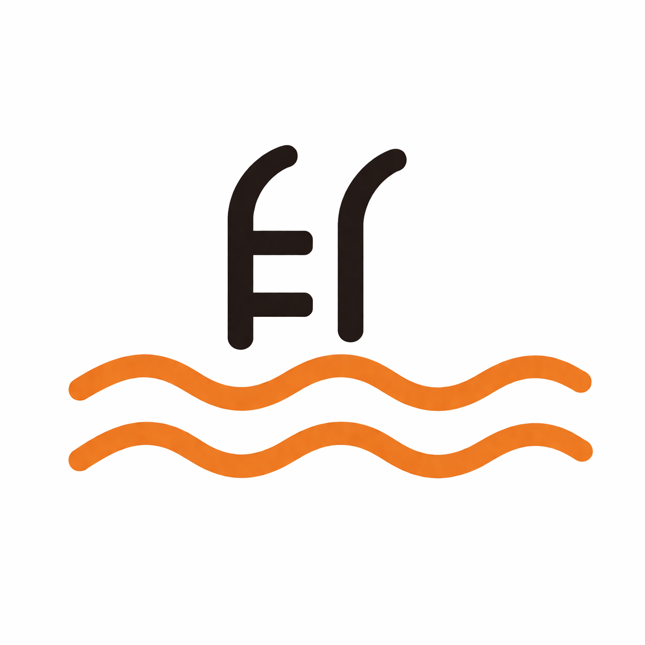 Design minimaliste avec vagues orange Piscine