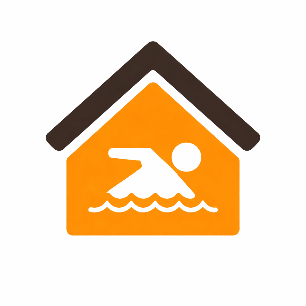 Maison piscine avec nageur blanc Maison piscine avec nageur