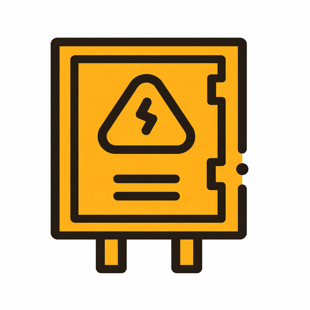 Panneau électrique avec symbole d’avertissement Panneau électrique avec symbole d'avertissement